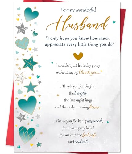Beixian Husband Birthday Card BX283 - 5x7 Inch Romantic Greeting