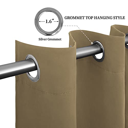 Easy-Going Thermal Blackout Curtains Set, 2 Panels 52x108 in, Tan