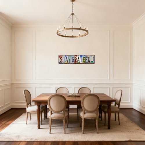 Stay Grateful Vintage Metal Wall Art Sign - 16x4 Inches