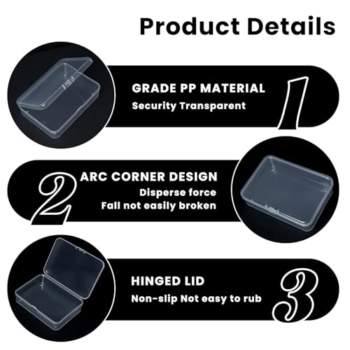 8 Pcs Mini Plastic Storage Containers with Lids - 4x3x1 Inch Clear Organizers for Crafts, Jewelry, and Small Items
