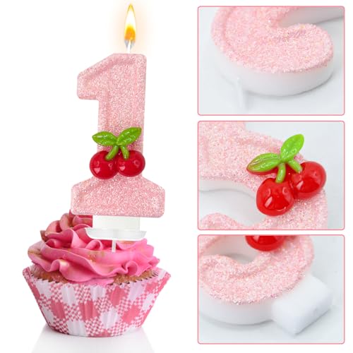 Cherry Number Birthday Cake Candle - Perfect for Parties & Celebrations