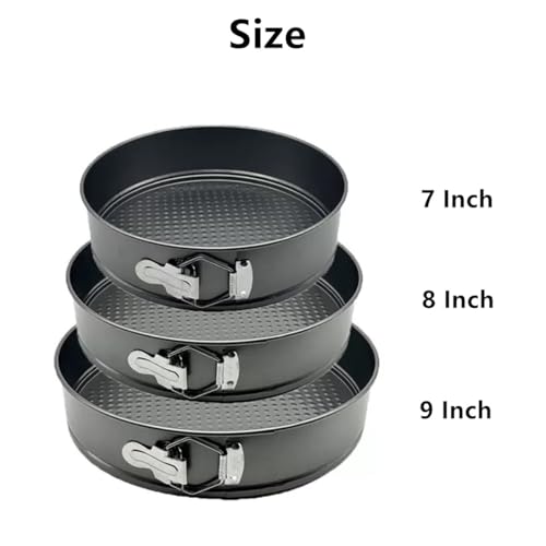 3-Piece Non-Stick Springform Cake Pan Set - 7, 8, 9 Inch