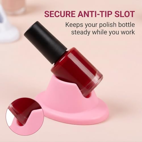 BWESOO 2Pcs Soft Rubber Nail Polish Bottle Holder Anti-Spill Stand