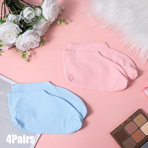Moisturizing Cotton Socks for Dry Cracked Feet - 4 Pairs Reusable Overnight Foot Treatment