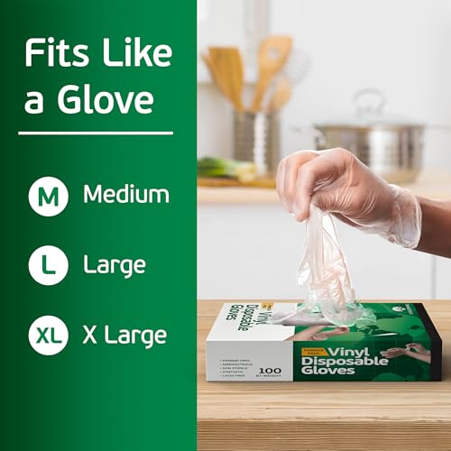 TenderGentle Vinyl Disposable Gloves - Medium, 100 Count, Food Safe