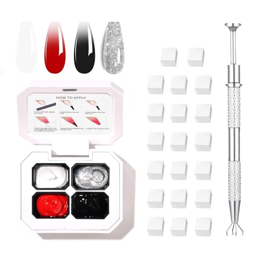 Finger Secret 4-Color Ombre Gel Nail Polish Set with Sponges
