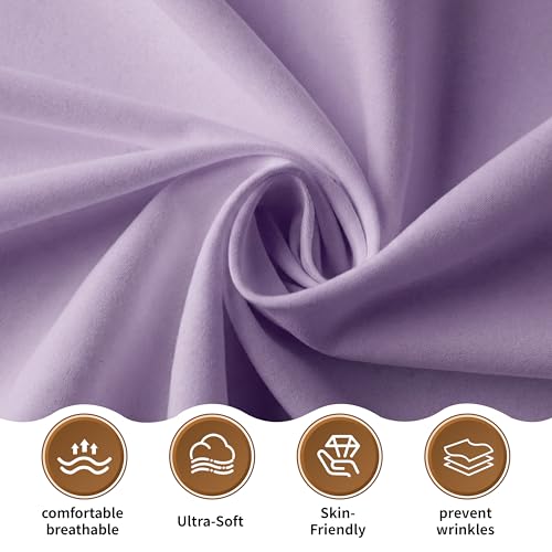 HBHLFZ Twin Flat Sheet - Ultra Soft Polyester Bed Sheet - Light Purple