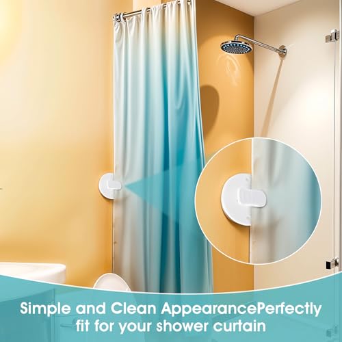 4 Pack Shower Curtain Clips - Self-Adhesive Windproof Water Splash Weights for Bathroom