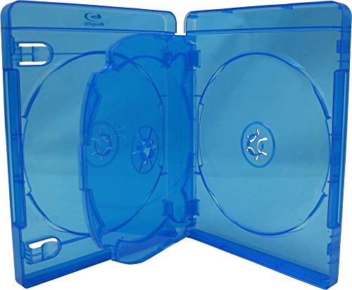 Quad Blu-Ray DVD Cases - 4 Disc Capacity, 21mm Thick, Blue