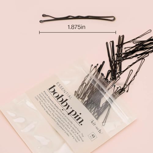 Kitsch Essential Black Bobby Pins 45 Pcs, 1.87 Inches