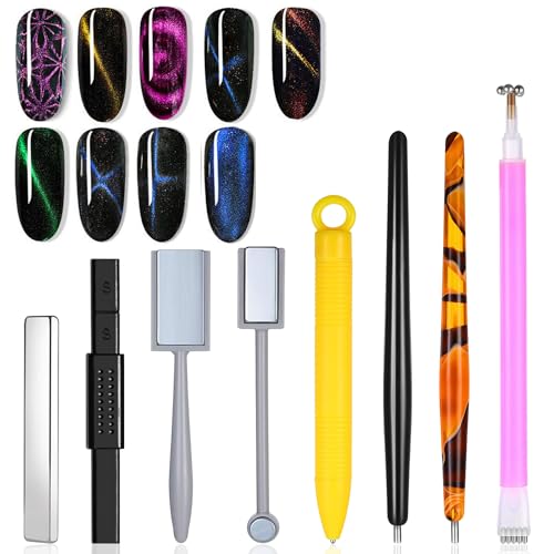 8-Piece Cat Eye Nail Magnet Kit - Magnetic Sticks & Design Tools for Gel Polish