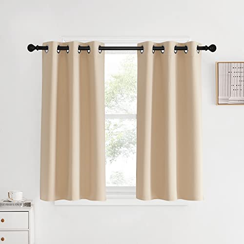 NICETOWN Biscotti Beige Blackout Curtains, 34" x 40" - Set of 2 Grommet Drapes