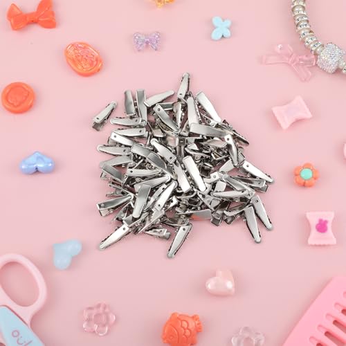 Josojoou 160 Pcs Small Metal Alligator Hair Clips 0.94 Inch Silver Mini Hair Clips for Styling and DIY Crafts