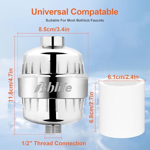 Bblife Silver Shower Filter for Hard Water with NSF Certified Media