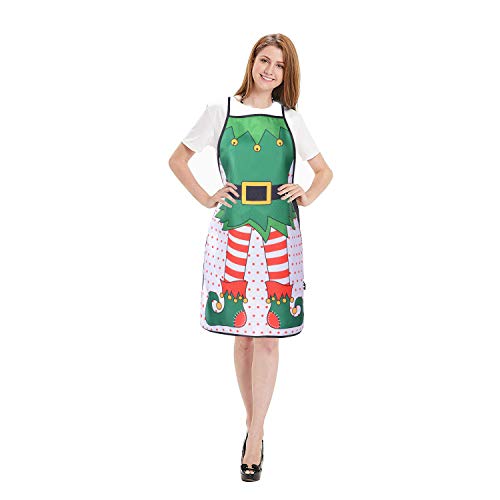 2 Pack Christmas Elf Aprons - Cute Adjustable Kitchen Chef Bibs for Holiday Cooking