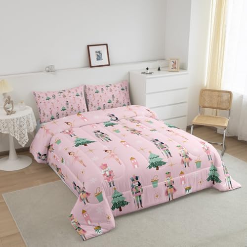 Pink Christmas Bedding Set Queen Size for Kids & Girls - Feelyou