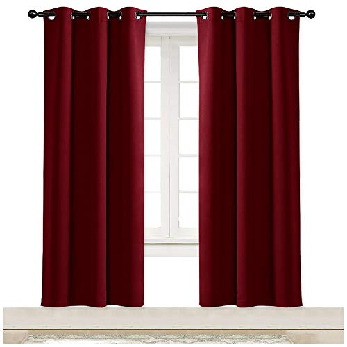 NICETOWN Burgundy Red Blackout Curtain, 42" x 72" Grommet Window Panel