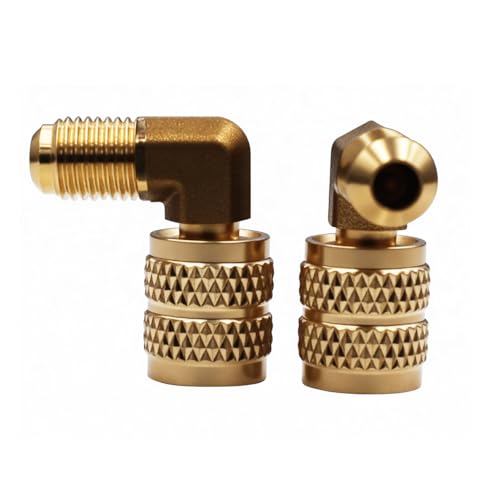 BoginIty 90° R22 to R410 HVAC Adapter, 1/4" to 5/16" Brass Connector