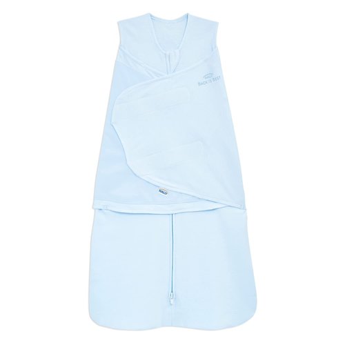HALO 100% Cotton Sleepsack Swaddle - 3-Way Adjustable Wearable Blanket, Baby Blue, Small (3-6 Months)