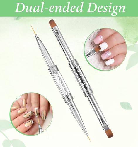 Thrymme Hard Gel Nail Brushes, 2 Pcs Dual-Ended Builder Gel Tools