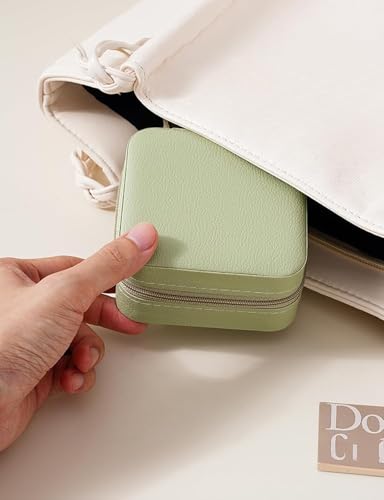 Green Travel Jewelry Case - Compact Jewelry Organizer for Women & Girls