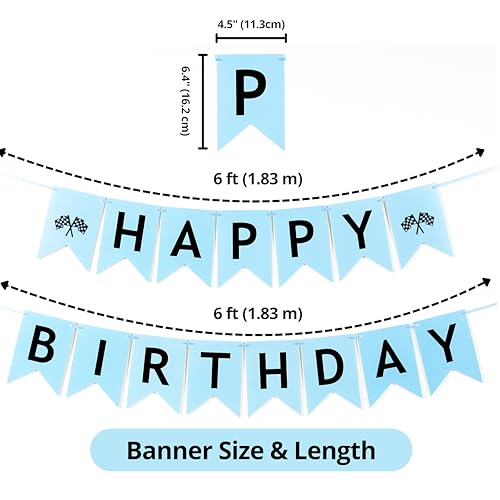 Race Car Birthday Banner - Pre-Strung Checkered Flag Decor