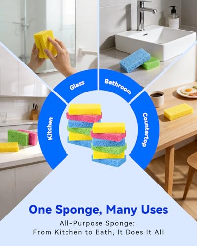 Temede 12-Count Heavy Duty Non-Scratch Kitchen Sponges