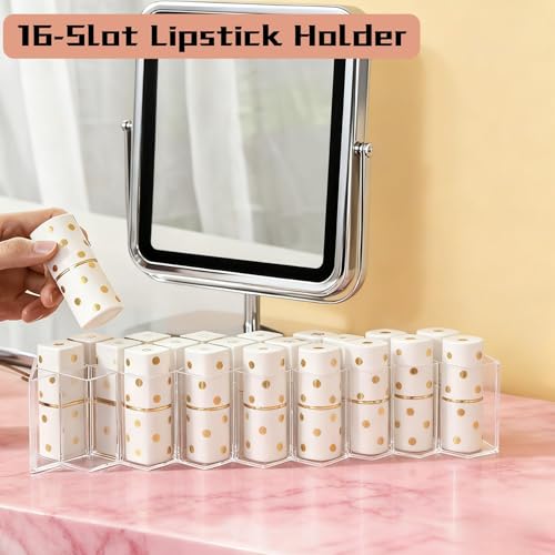 JIABUUN 16-Space Clear Acrylic Fish-Shaped Lipstick Organizer Holder