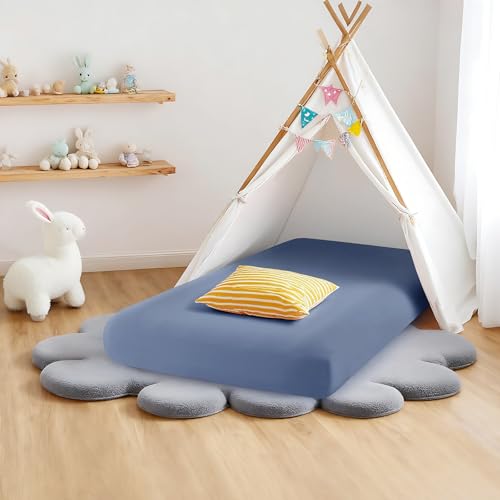 Dusty Blue Kids Air Mattress Fitted Sheet, 34.5x62x7 Inch