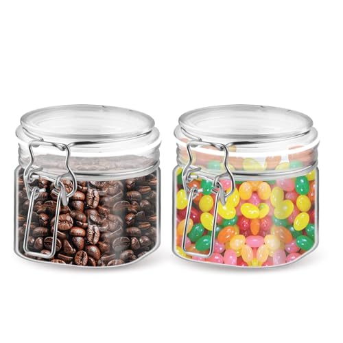 Glasstore 2-Piece Square PET Plastic Storage Jars - 13.3oz/400ml Airtight