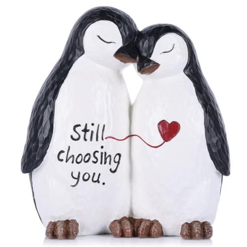 Small Resin Couple Penguin Statue Romantic Love Figurine Valentine's Day Decor