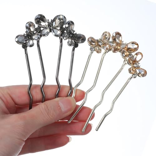 Bremorou U Shaped Pearl Hair Pins for Buns & French Twists 2Pcs