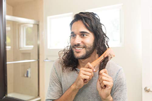 GranNaturals Long Wooden Hair & Beard Comb - Anti-Static Fine Tooth Detangler
