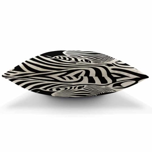 Moslion Zebra Print Throw Pillow Cover, 18x18 Inch Cotton Linen Cushion Case