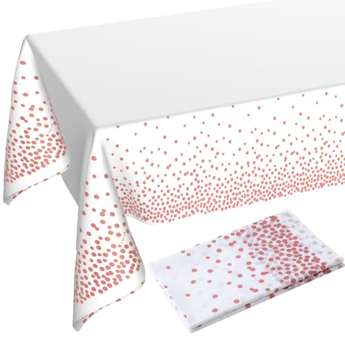 DUOCUTE 2-Pack Rose Gold Dot Plastic Tablecloths 108"x54"