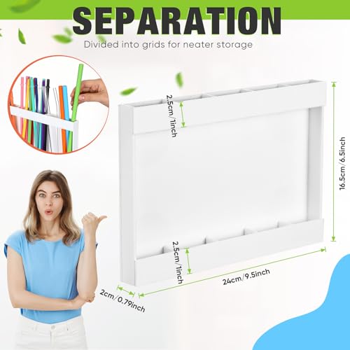 Large Acrylic Straw Holder for Cabinet Door - 9.5" Organizer