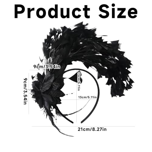 Qiknird Black Flower Fascinator Headband Gothic Hair Accessory