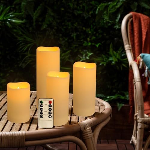 96 Ivory Waterproof Outdoor Flameless LED Candles with Remote & Timer Set