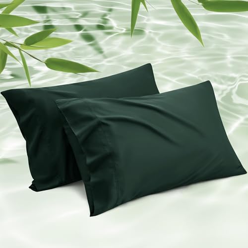 Cooling Bamboo Pillow Cases Set of 2 - Forest Green, 20x26 Inches