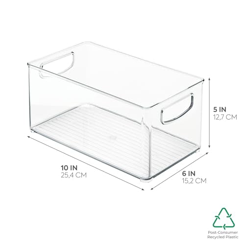 iDesign Clear Plastic Fridge Organizer Bin (Pack of 4) - 10" x 5" x 6"