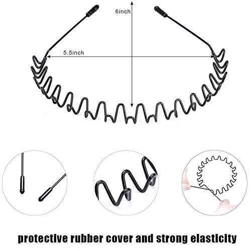 WantGor Metal Headbands for Women and Men 2 Pack Black Wave Hair Bands
