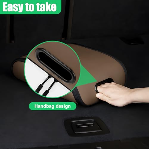 YoRise Brown Leather Car Shoe Organizer with Lid & Handle