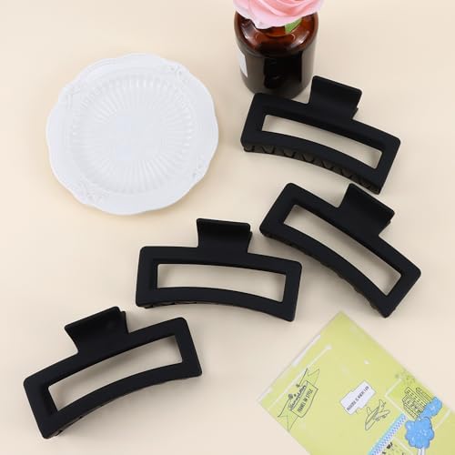 AOPRIE Large Claw Hair Clips for Thick and Thin Hair 4 Pack Black