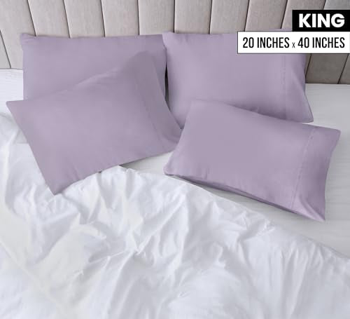 King Size Pillow Cases Set of 2 - Ultra Soft Microfiber, Lavender