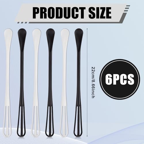 NQEUEPN 6Pcs Mini Plastic Whisks 2-in-1 Small Egg Whisk and Spatula Stirrer