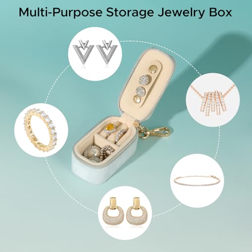 Blue Portable Travel Jewelry Box Keychain - Organizer for Rings, Necklaces & Earrings