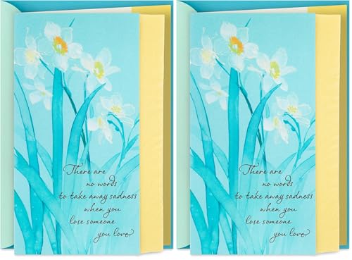 Hallmark Sympathy Card - There Are No Words, White Flowers (Pack of 2)