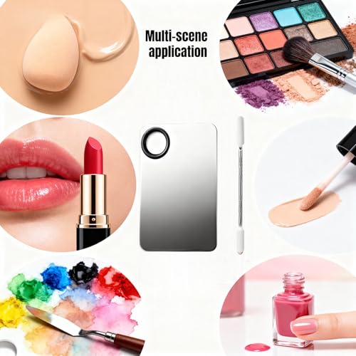 TIKIYOUN Stainless Steel Makeup Palette and Spatula Set for Foundation Mixing