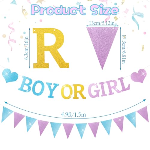 5ft Gender Reveal Banner - Blue & Pink Baby Shower Decor