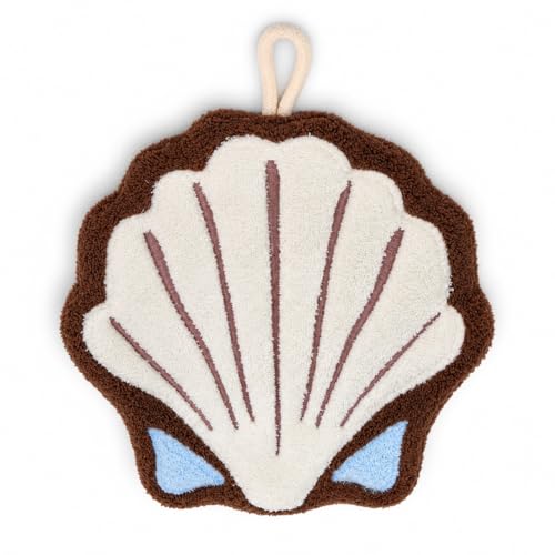 Ocean-Themed Coral Fleece Hand Towels with Shell & Starfish Design, Soft & Absorbent